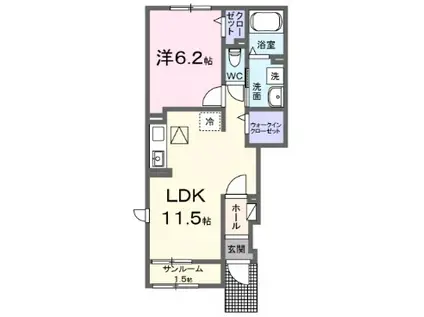 サニーフィールドIII(1LDK/1階)の間取り写真
