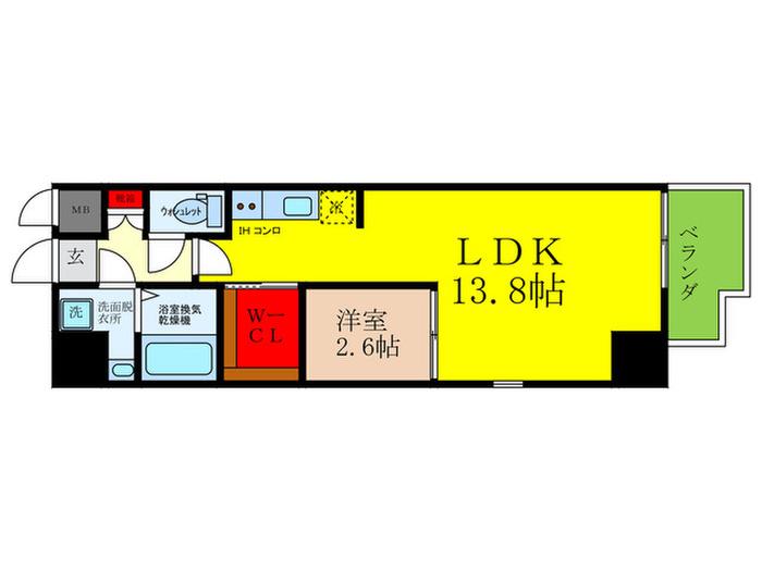 ONLYONE池田新町(1LDK/9階)の間取り写真