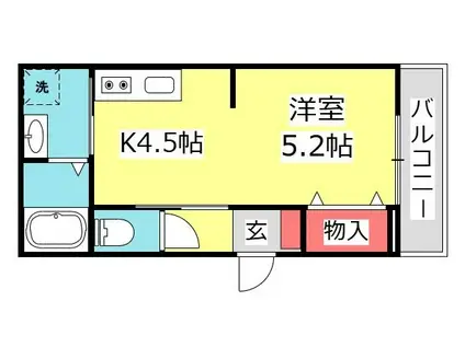 羽衣町2丁目(ワンルーム/2階)の間取り写真