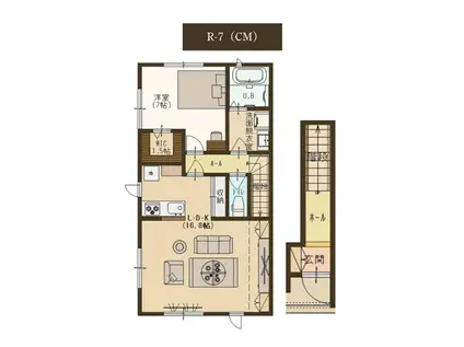 ユーソニアン妙高・渋江(1LDK/2階)の間取り写真