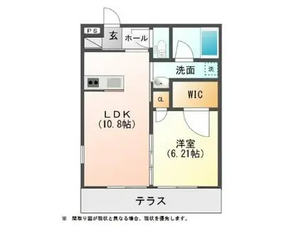 レフィナードB(1LDK/2階)の間取り写真