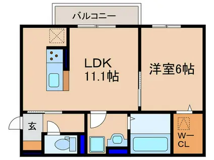 エレガンスビュー(1LDK/1階)の間取り写真