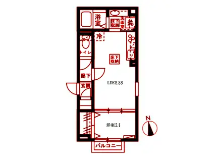 BLOOM本郷台(1LDK/1階)の間取り写真