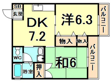 セジュールJUN(2DK/2階)の間取り写真