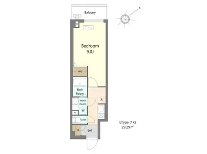 アリビス浦安(1K/3階)の間取り写真