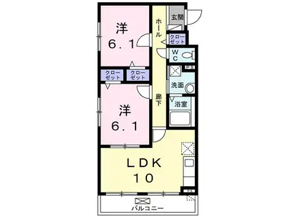 ベルウエスト(2LDK/2階)の間取り写真