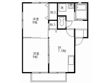 サンガーデンオヤマC(2DK/2階)の間取り写真