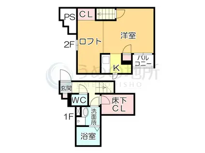 CB久留米ヴェール(1K/2階)の間取り写真