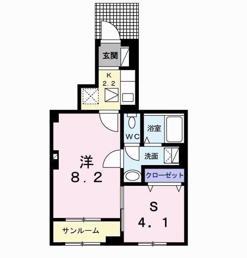 ヴァン ベール(1SK/1階)の間取り写真