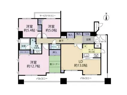 くずはタワーシティA棟(3LDK/22階)の間取り写真