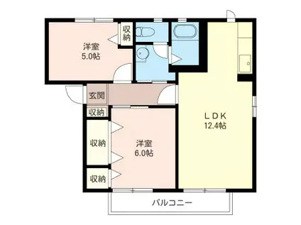 SPRUCEOKUTSUI(2LDK/2階)の間取り写真