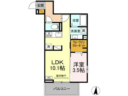 メゾングレイス(1LDK/2階)の間取り写真