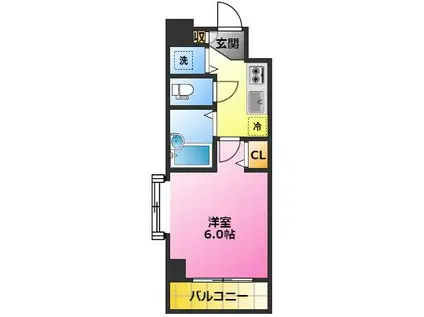 ガラシティ武蔵小杉(1K/3階)の間取り写真