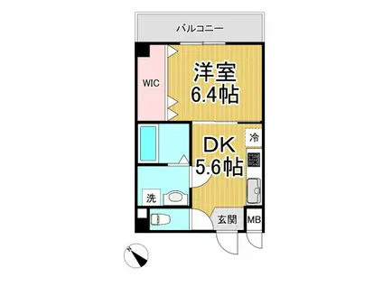 ELEGANTE宝塚(1DK/3階)の間取り写真