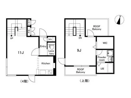 アレーロ自由が丘 サウス(1LDK/4階)の間取り写真