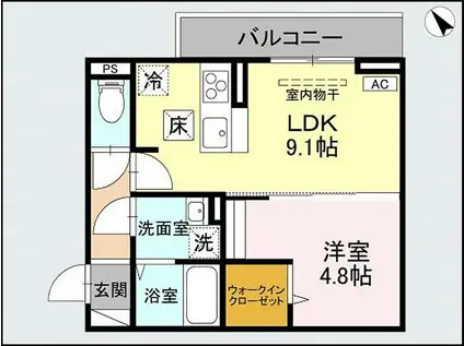 CLASSEUM幸西IV(1LDK/3階)の間取り写真