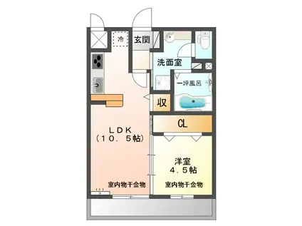 タウンコート堀木(1LDK/2階)の間取り写真