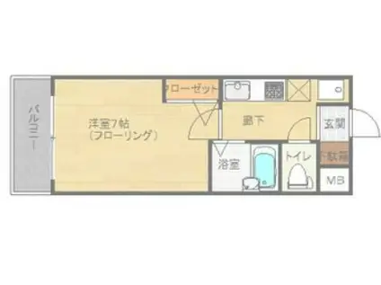 ピュア県庁北(1K/2階)の間取り写真