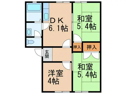 ラ・サルデーヌ(3DK/1階)の間取り写真