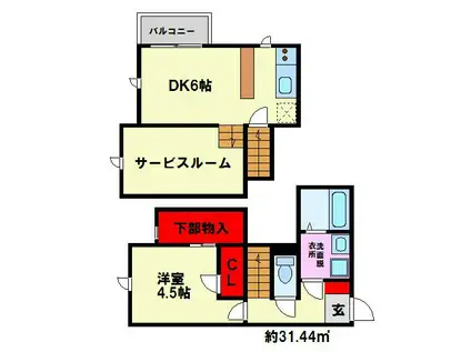 CB高宮ディライト(1LDK/2階)の間取り写真