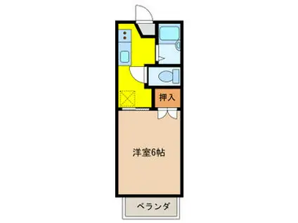 シティハイツ西志賀(1K/2階)の間取り写真