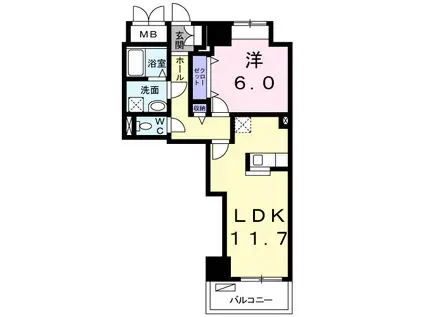 アルンドーインディカ 茨木(1LDK/5階)の間取り写真