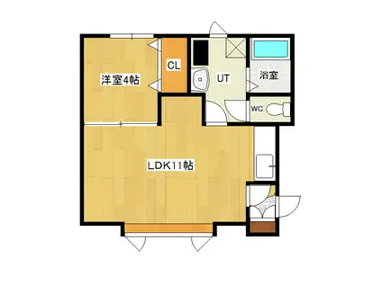 ピュア公園(1LDK/1階)の間取り写真