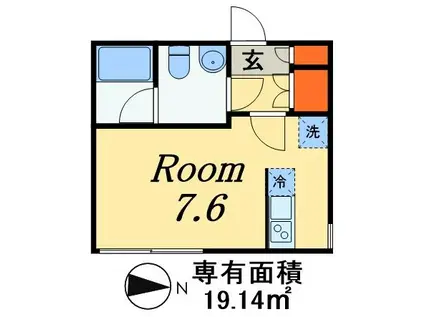 フェリスヴィラ船橋(ワンルーム/1階)の間取り写真