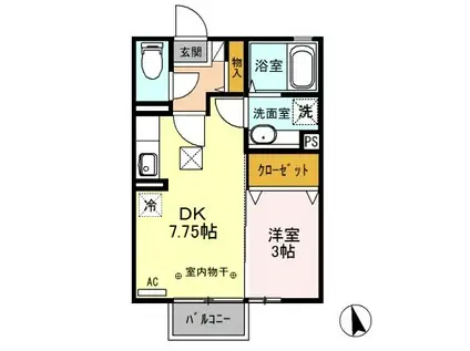 D-ROOM A(1DK/1階)の間取り写真