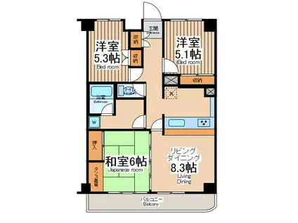 ティーズガーデン稲城(3LDK/2階)の間取り写真