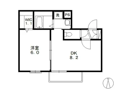 イーリス西蒲田(1DK/4階)の間取り写真
