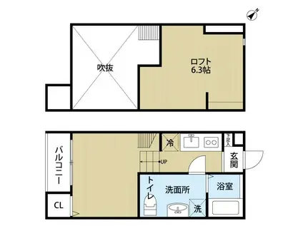 LA LUCE(ワンルーム/1階)の間取り写真