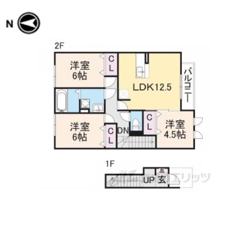 メナス二上(3LDK/2階)の間取り写真