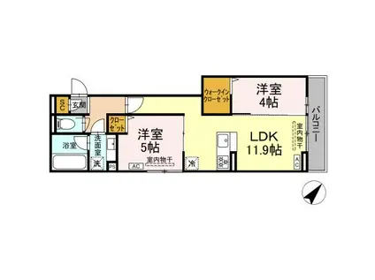 コルトレイク(2LDK/3階)の間取り写真