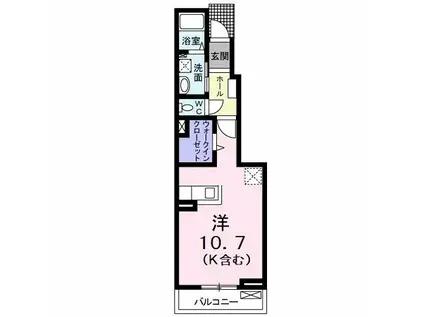 コーポ・ソレイユ(1K/1階)の間取り写真