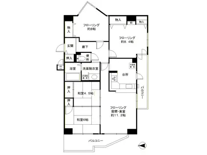 ルネ下鴨東(4LDK/2階)の間取り写真