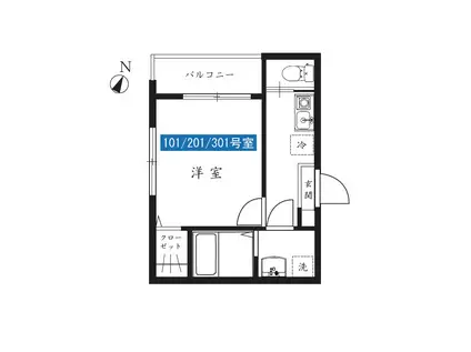 ビスタ町田(1K/1階)の間取り写真