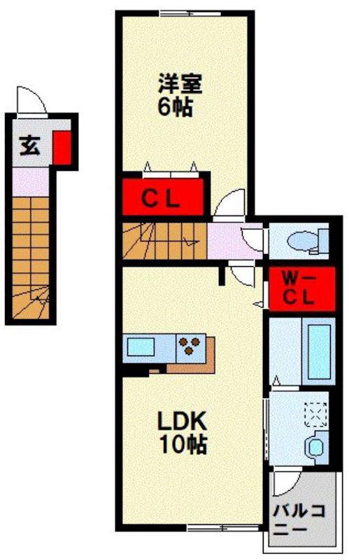 コンフォート・F(1LDK/2階)の間取り写真