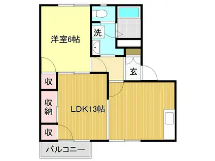 ラフォーレ・アパート(1LDK/1階)の間取り写真