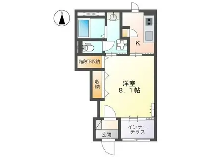 ルミナス(1K/1階)の間取り写真