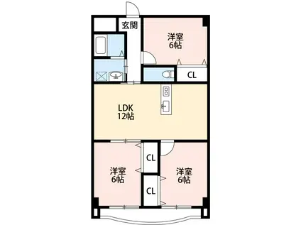 天神山マンションII号館(3LDK/4階)の間取り写真