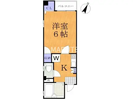 グルワール中原(1K/4階)の間取り写真