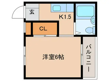 ライフかも(1K/3階)の間取り写真