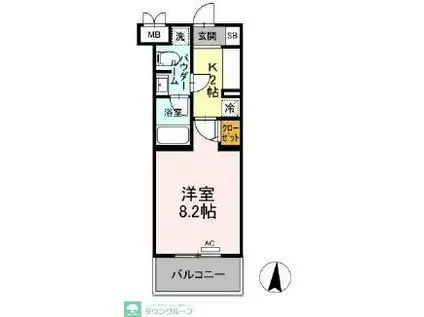 ファンディ平塚(1K/7階)の間取り写真