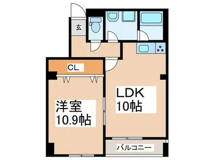 エステートメイク(1LDK/2階)の間取り写真