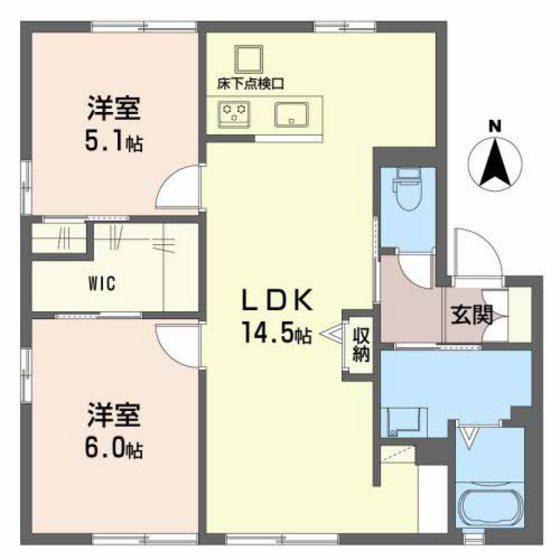 フォーブル戸坂 A棟(2LDK/1階)の間取り写真