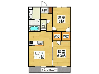 サニープレイス大野芝(2LDK/1階)の間取り写真