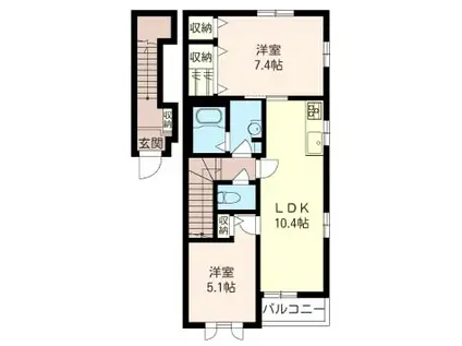 SUNRISE KAIDO(2LDK/2階)の間取り写真