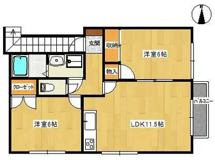 エステート春日(2LDK/2階)の間取り写真