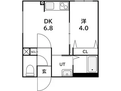 ラフィーネ発寒南III(1DK/1階)の間取り写真